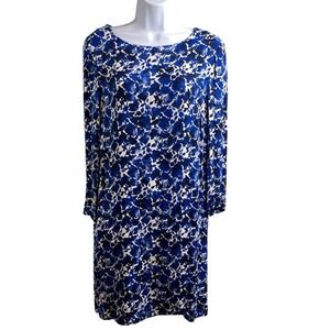J Crew Women's Blue Floral Print Shift Dress Size M Cottagecore Fairy Career